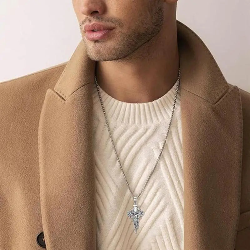 🔥Collar con colgante de cruz y halo de espinas