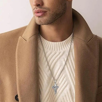 🔥Collar con colgante de cruz y halo de espinas