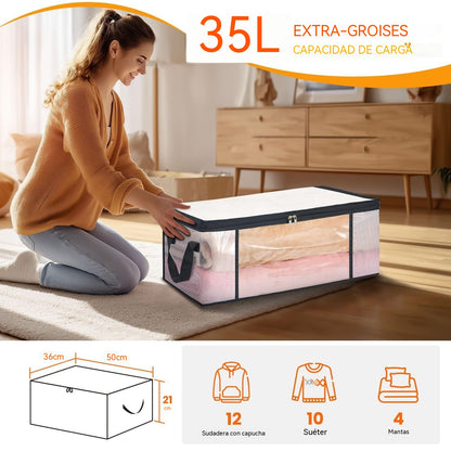 [3 piezas 28 euros]Bolsa de almacenamiento de plástico transparente, grande, resistente y gruesa para ropa, mudanzas y almacenamiento