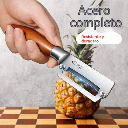 🔪🔥Raspador de cocina multifuncional con cuchillas de acero inoxidable extremadamente afiladas y mango de madera.