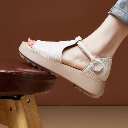 🔥【35-40】Sandalias romanas con abertura en la parte superior, confeccionadas en cuero genuino, con suela gruesa, de estilo retro, novedad para el verano de 2026.
