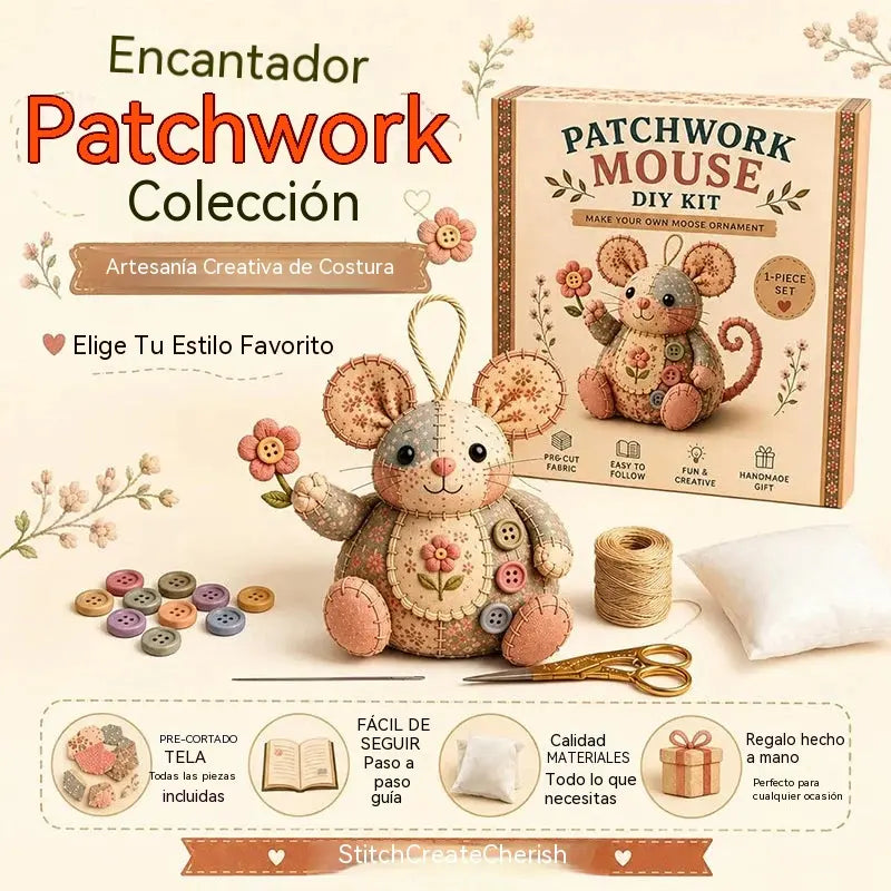 🧵Kit de costura artesanal de peluche de ratón vintage