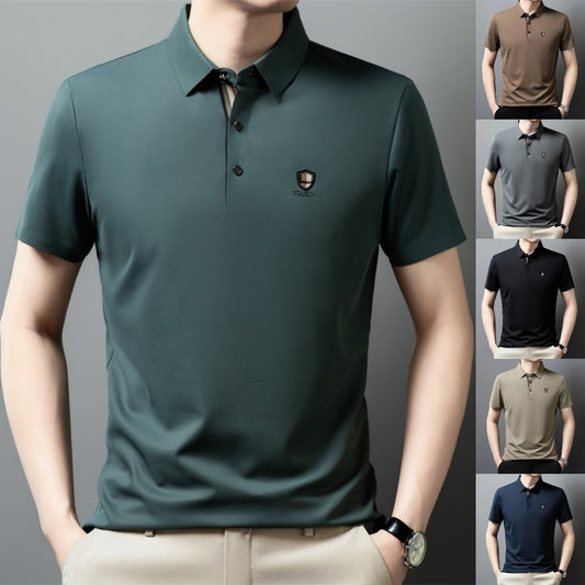 【M-4XL】Verano 2026 Nuevo polo casual con solapa de media manga de seda helada