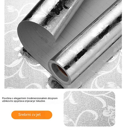 【40 cm * 5 m】🛡️ Uklonjiva ljepljiva aluminijska folija – otporna na masnoću, toplinu i jednostavna za čišćenje