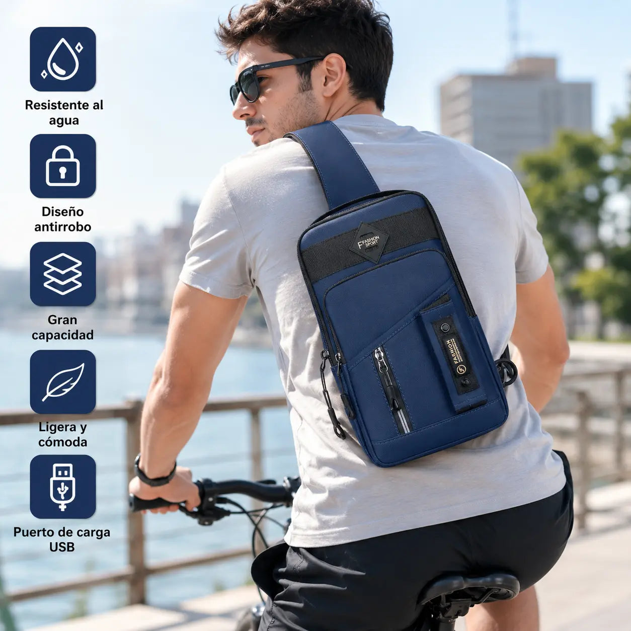 🔥Bolso de hombro impermeable con cremallera para hombre