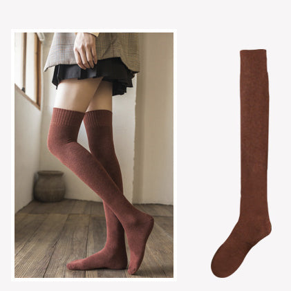 【2 pares】Calcetines largos gruesos de color liso de invierno