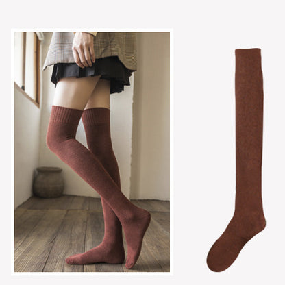 【2 pares】Calcetines largos gruesos de color liso de invierno