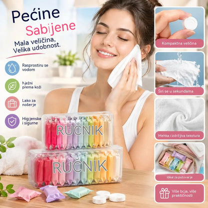 【2 kutije, 28 komada】Jednokratni komprimirani ručnici, prijenosni putni ručnici za lice, debeli ručnici za kupanje (za suhu i mokru upotrebu), putni dodaci
