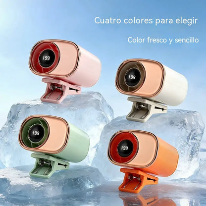 🌀 Ventilador manos libres con pantalla LED, clip integrado y 199 niveles de ajuste