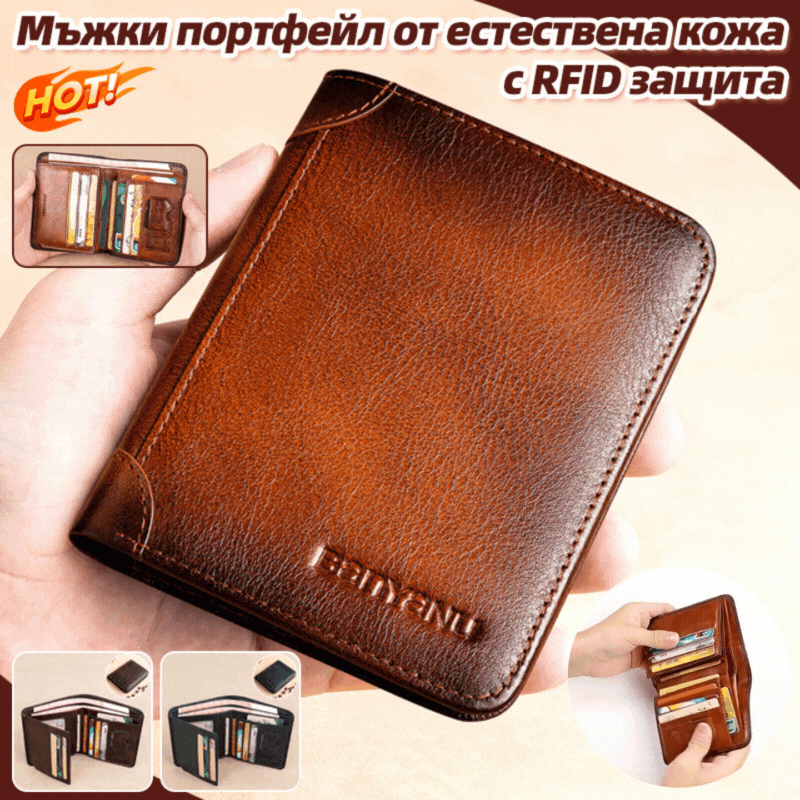 🔥 ¡50% de descuento! 🔥 Cartera multifuncional de cuero genuino con función antirrobo RFID, impermeable y duradera.