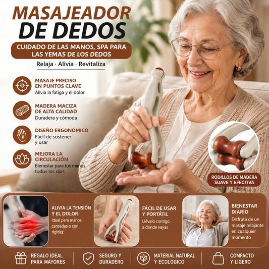 [2 piezas 22 euros] Masajeador de dedos de madera maciza: Los rodillos de madera natural ayudan a desbloquear los meridianos articulares y a aliviar la fatiga de las manos. 🌿