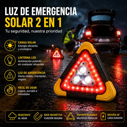 Luz de advertencia triangular solar de emergencia tres en uno
