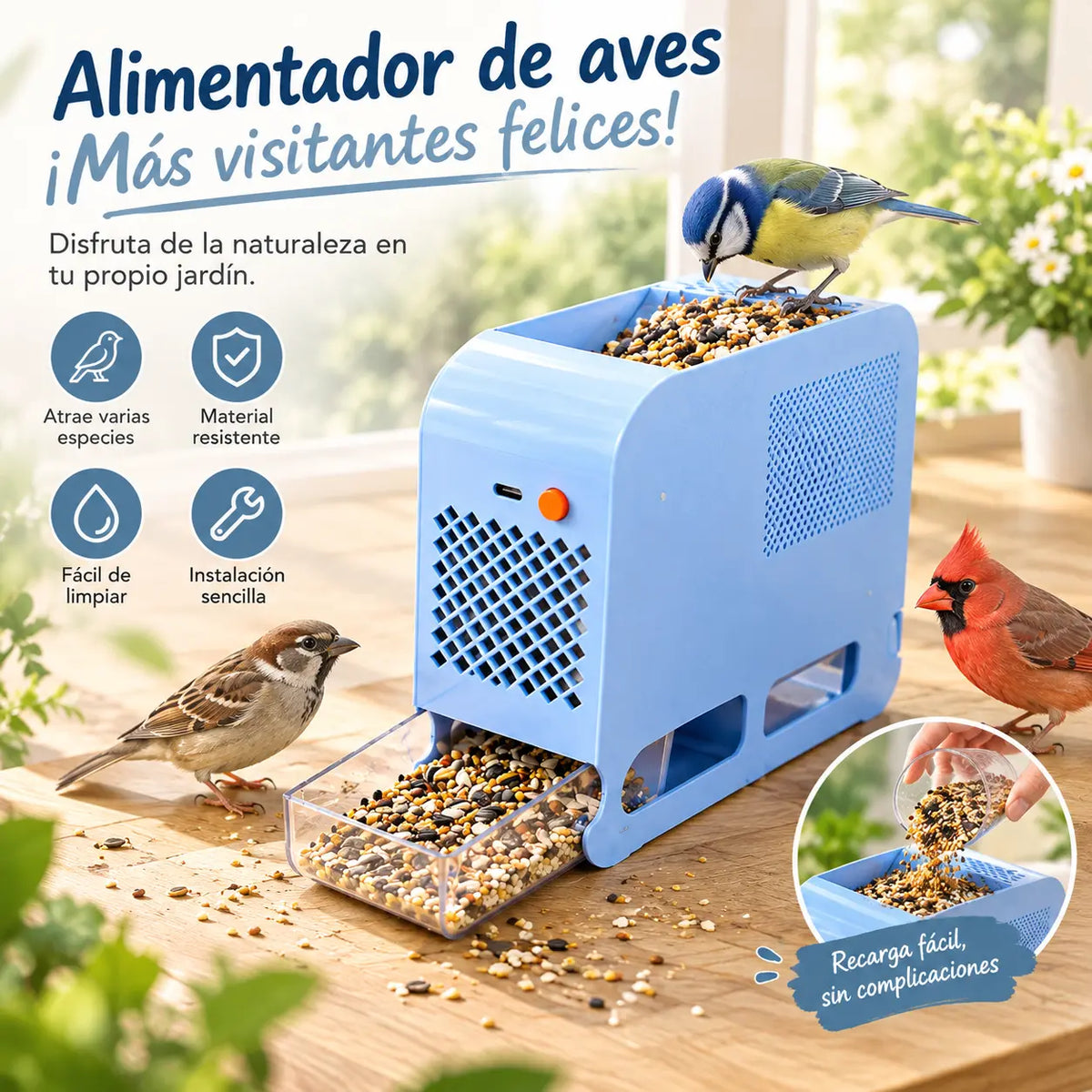 Limpiador de semillas para pájaros: elimina rápidamente las cáscaras vacías para obtener un alimento más limpio.