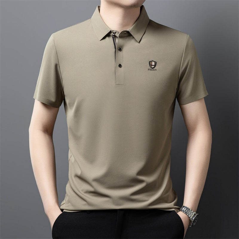 【M-4XL】Verano 2026 Nuevo polo casual con solapa de media manga de seda helada