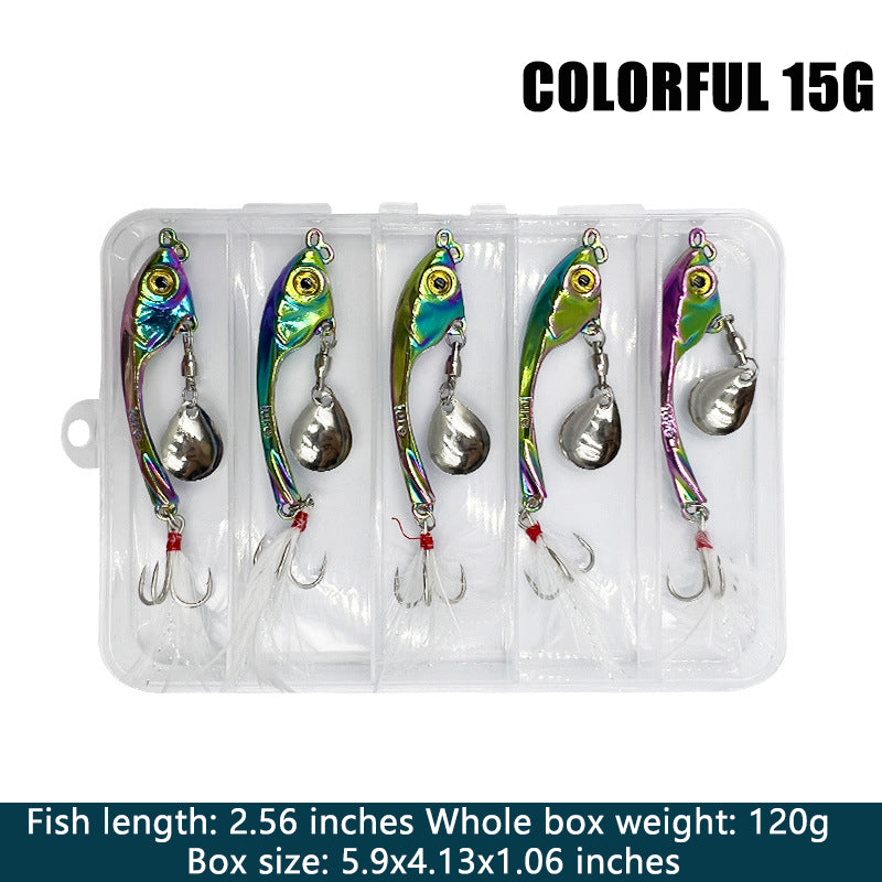 🐟🎣【5 piezas】Luya señuelo de pesca de aleación de zinc brillante, colorido y de largo alcance