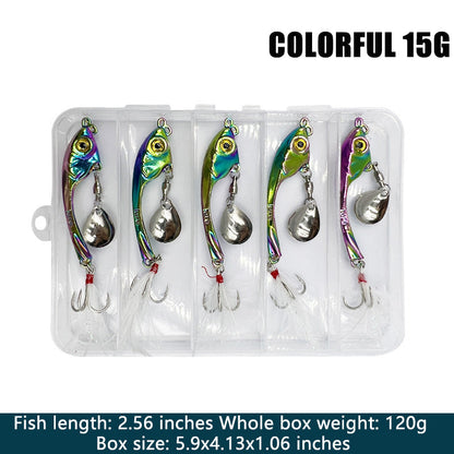 🐟🎣【5 piezas】Luya señuelo de pesca de aleación de zinc brillante, colorido y de largo alcance