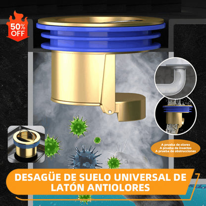 🔥¡Compra 1 y llévate 1 GRATIS!🔥 Desagüe universal de latón para suelo con núcleo desodorizante antiolor 🚿✨