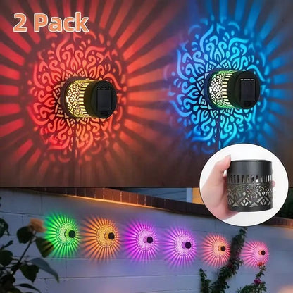 Lámpara de pared solar para patio con diseño de mandala, resistente al agua y con diseño calado.