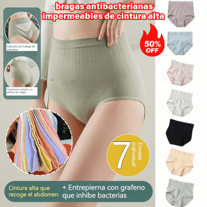 【7 piezas】 【35-82.5kg】bragas antibacterianas impermeables de cintura alta