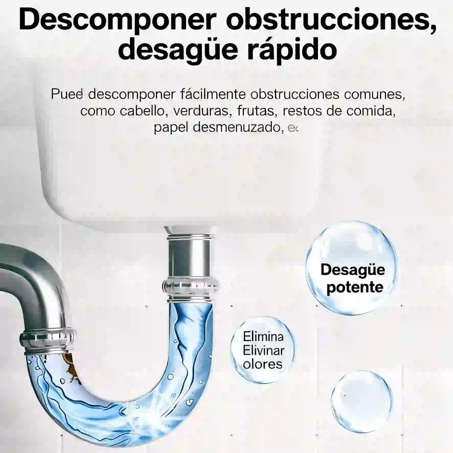 【2 botellas】Limpiador de fregaderos y desagües: espuma de alta densidad a partir de extractos y enzimas en descomposición.