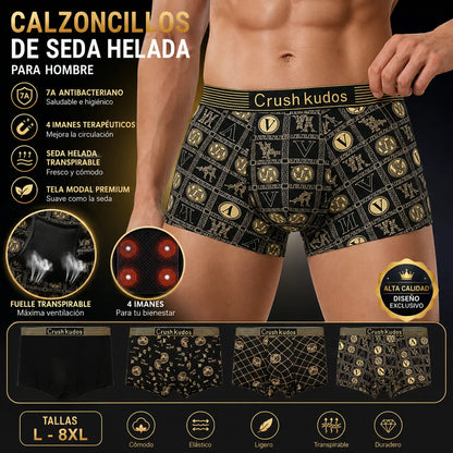 🔥【30%OFF】🚹✅💥【40-140 kg】Ropa interior de seda de hielo transpirable para hombre, ropa interior cómoda sin costuras, talla grande, estampado de moda