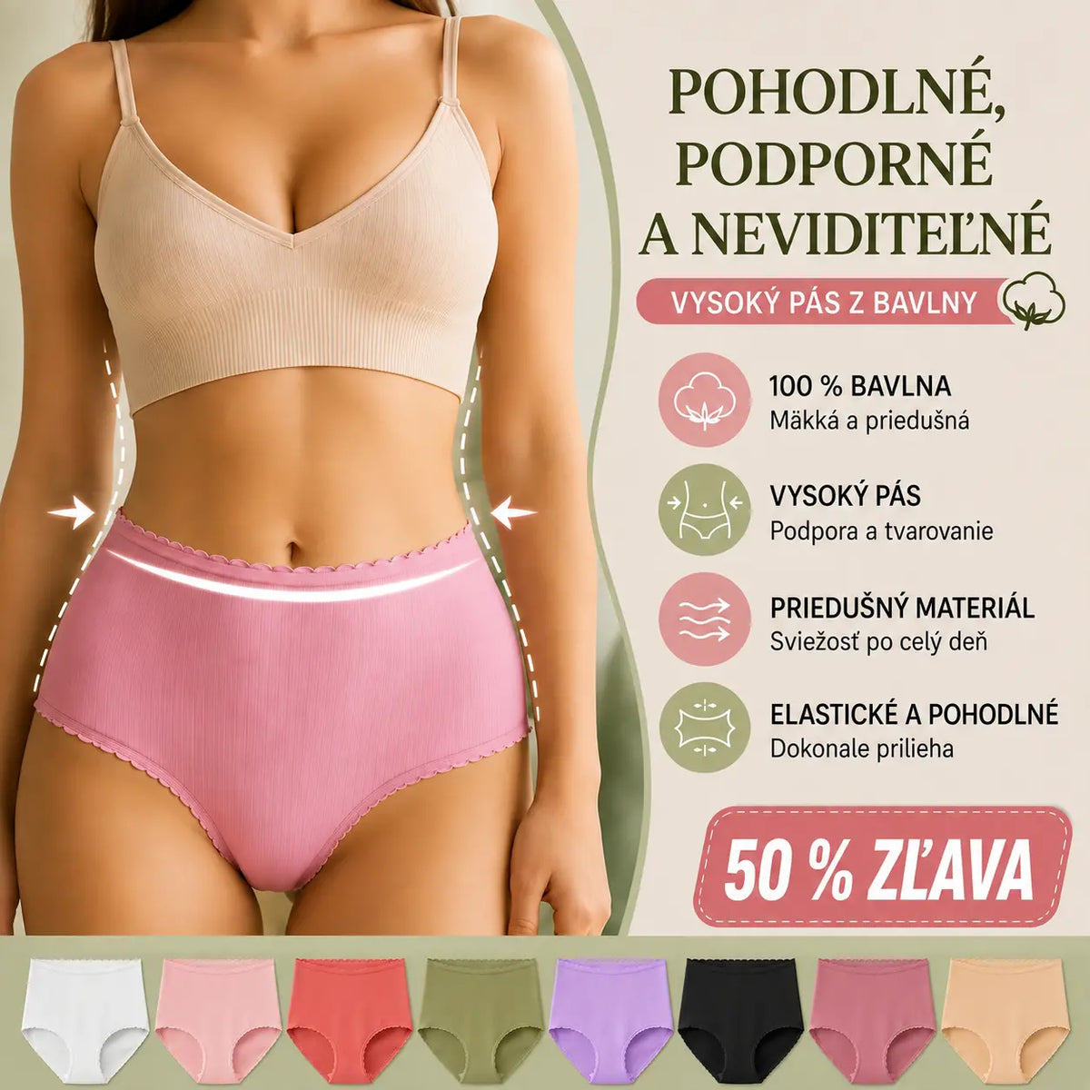 (8 kusov) Posledný deň s 50% zľavou: Nepremokavé antibakteriálne nohavičky s vysokým pásom