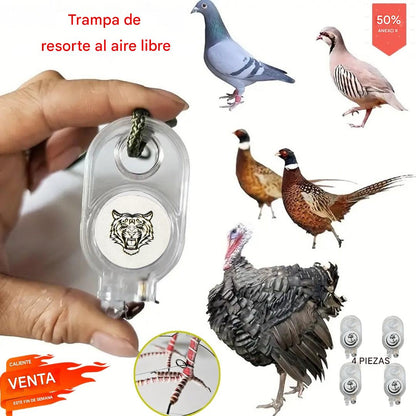 🐓🐦🔥【1 juego de 4 piezas】Trampa de resorte para exteriores, trampa de bloqueo automático de alta sensibilidad