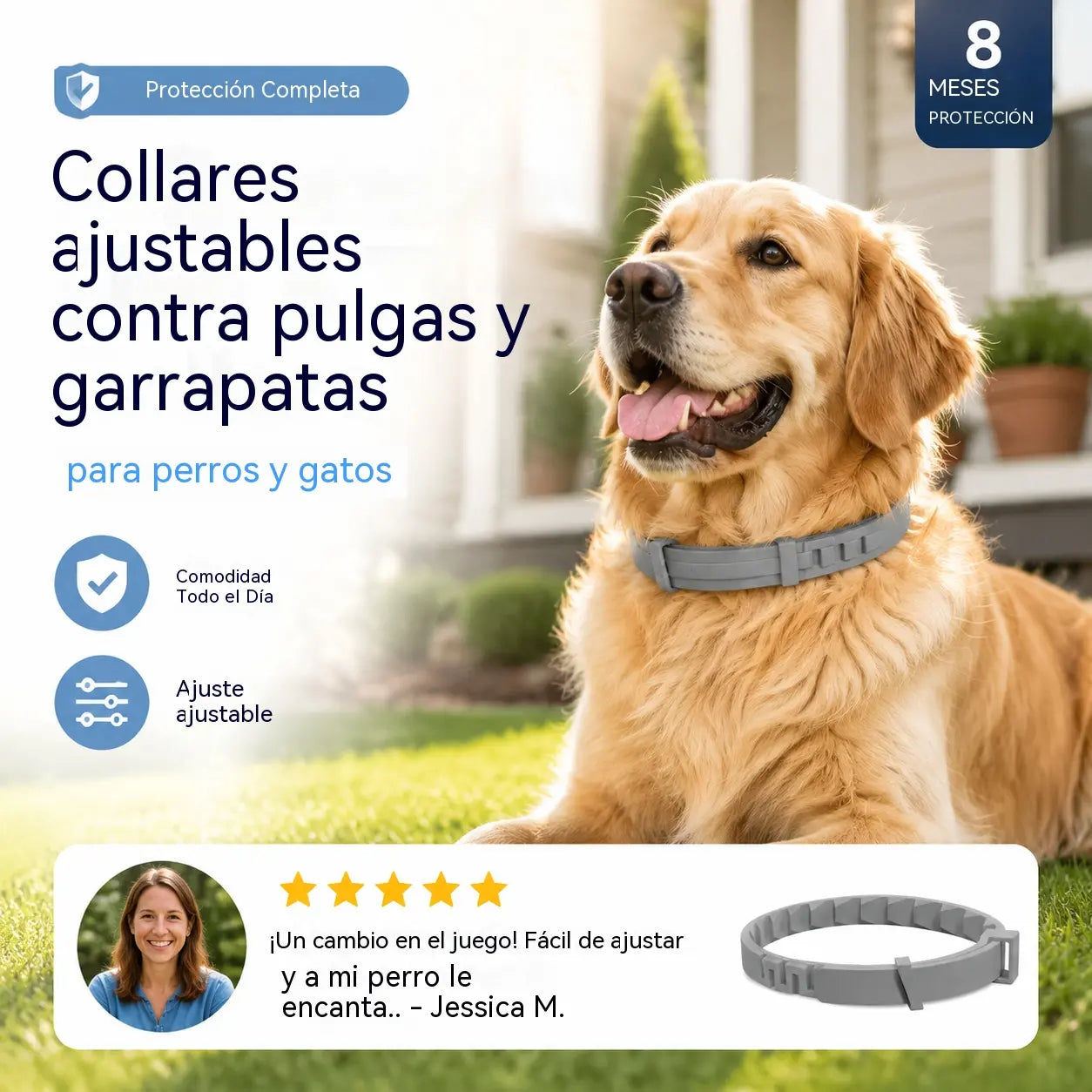 【2PCS】Collar repelente de mosquitos de tamaño ajustable para mascotas, perros y gatos.