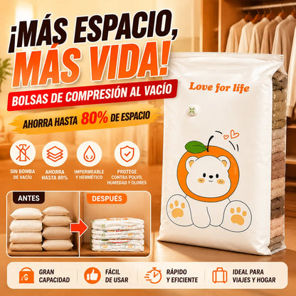 ✨🗃️ Juego de 5 piezas 💨 Bolsas de almacenamiento compresibles grandes: No se necesita bomba de aire, son a prueba de fugas, ideales para ahorrar espacio en tu maleta y en casa ✈️