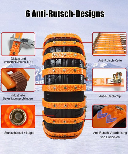 🔥🚗【Paquete de 4, Herramientas de instalación incluidas】🔥 Cadenas de nieve, Cadenas de nieve de emergencia universales para neumáticos de automóvil