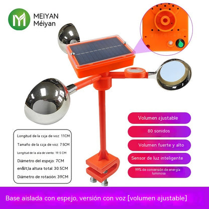 Nuevo ahuyentador de pájaros con voz ajustable, alimentado por energía solar y eólica, mejorado
