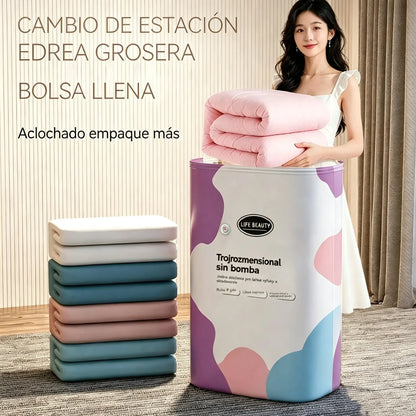 🧳 5 unidades por solo 29 € 💨 Bolsas de almacenamiento al vacío grandes y flexibles: No requieren bomba de aire, son a prueba de fugas e ideales para ahorrar espacio en tu maleta y en casa ✈️