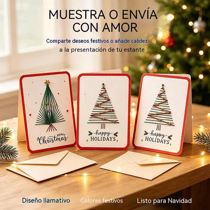 ❤️Un juego de 6 piezas por solo 27 euros🧵🎄Kit de manualidades DIY de 6 tarjetas navideñas con la frase "Merry Christmas" para bordado con aguja mágica