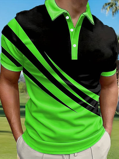 🔥【50%OFF】👔【S-6XL】Nueva camisa polo de verano para hombre con estampado 3D a rayas