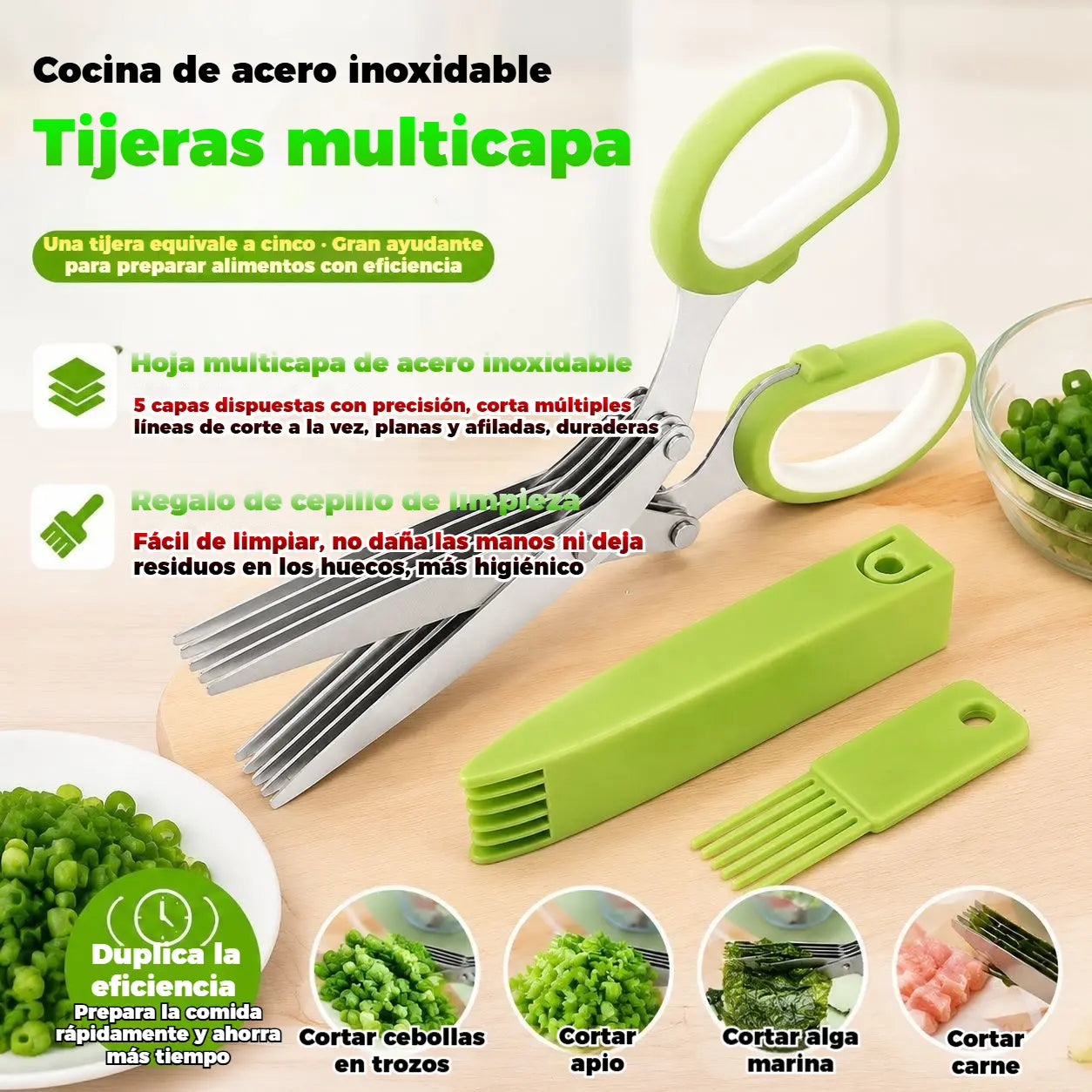 Tijeras de cocina multifuncionales de acero inoxidable de tres capas/cinco capas