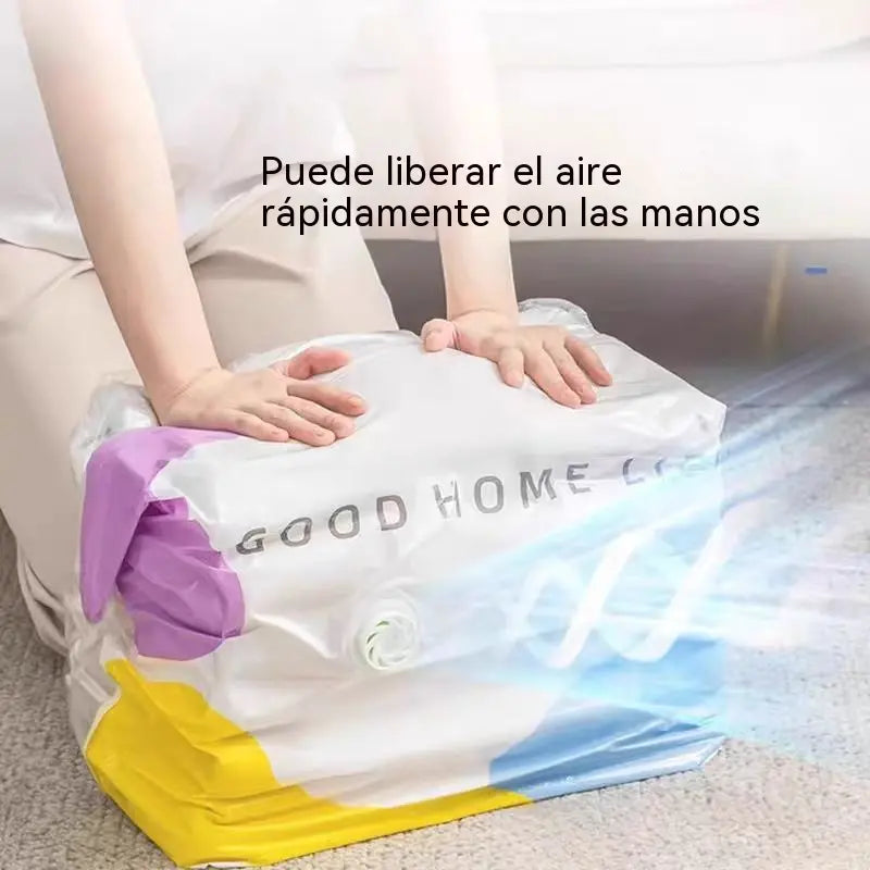 🧳【Juego de 5 piezas】💨 Bolsa de almacenamiento al vacío grande y compresible: no requiere bomba, es a prueba de fugas e ideal para ahorrar espacio en maletas y en casa ✈️