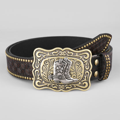 🔥Cinturón con adorno de cabeza de toro en relieve retro de moda para hombres
