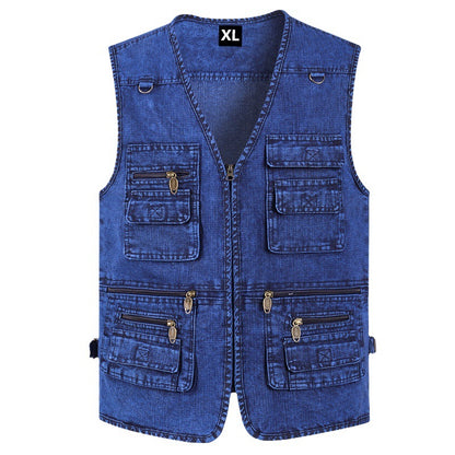 【XL-7XL】2026 Chaleco vaquero multibolsillos para hombr