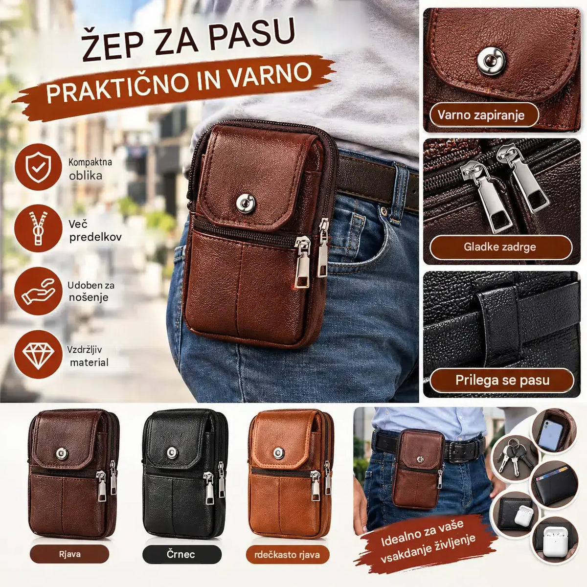 Nov moški nahrbtnik iz pravega usnja v retro slogu, izdelan iz zgornje plasti kravje kože, zelo odporen proti obrabi in vodoodporen.