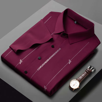 【M-4XL】Camisa de manga corta con alta elasticidad, sin arrugas y sin necesidad de planchar.