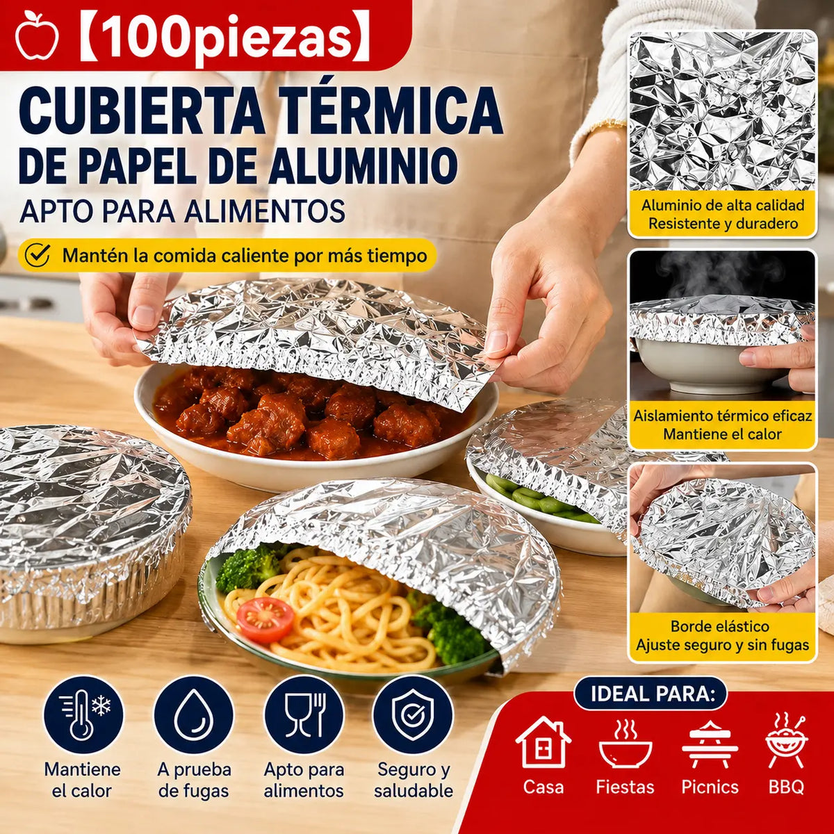📢📢 ¡50% DE DESCUENTO!⏰【50 piezas 24 euros】 Cubierta aislante de papel de aluminio