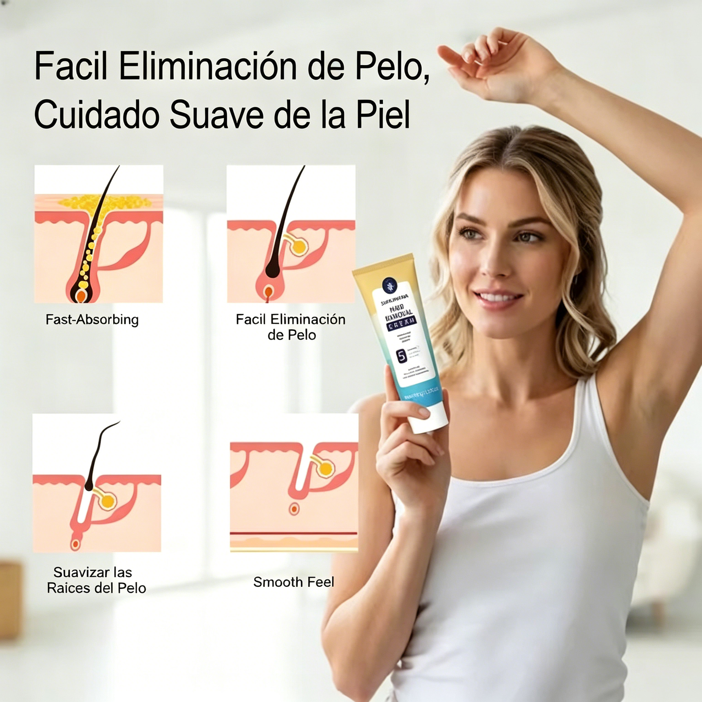 🔥【Compra 1, llévate 1 gratis】2 botellas por 26 euros✨Kit de depilación suave y respetuoso con la piel | Oferta por tiempo limitado🎁
