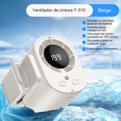 🌀 Ventilador manos libres con pantalla LED, clip integrado y 199 niveles de ajuste