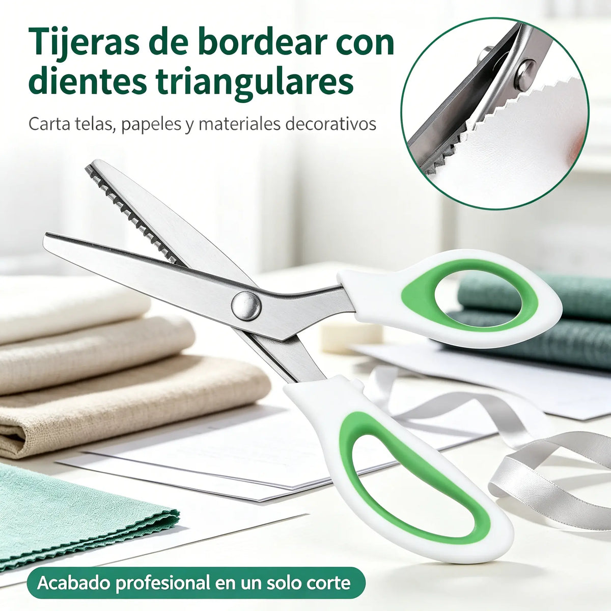 👗✂️ Tijeras de sastre con borde decorativo – Profesionales en corte zigzag y ondulado | Perfectas para telas, patchwork y proyectos DIY