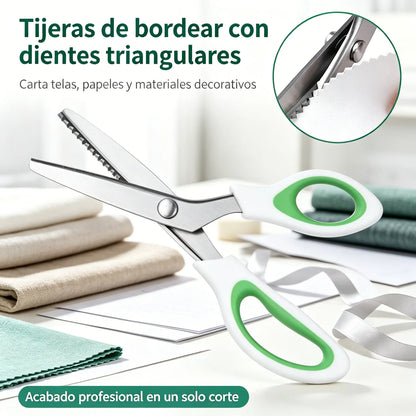 👗✂️ Tijeras de sastre con borde decorativo – Profesionales en corte zigzag y ondulado | Perfectas para telas, patchwork y proyectos DIY