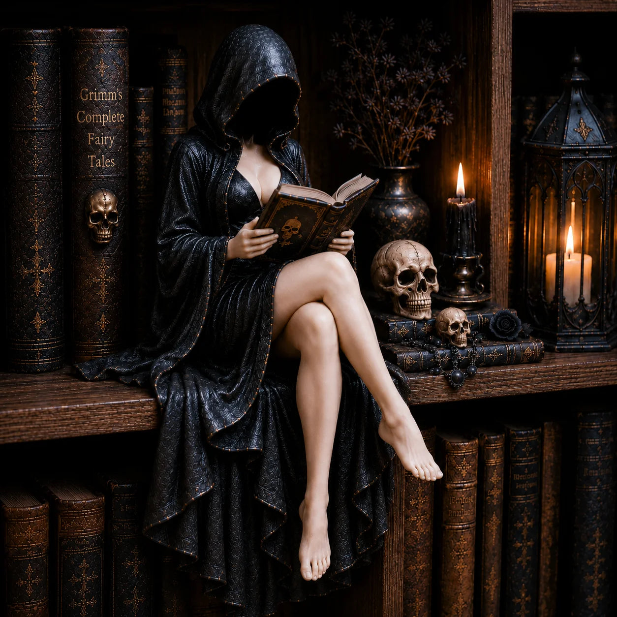 【Novedad 2026】Estatuilla gótica «Lector encapuchado»: un adorno misterioso y sensual para el dormitorio o la oficina. ¡Un regalo decorativo de estilo *dark academia*! 🖤📖