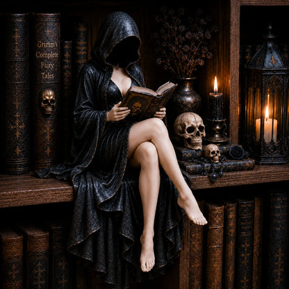 【Novedad 2026】Estatuilla gótica «Lector encapuchado»: un adorno misterioso y sensual para el dormitorio o la oficina. ¡Un regalo decorativo de estilo *dark academia*! 🖤📖