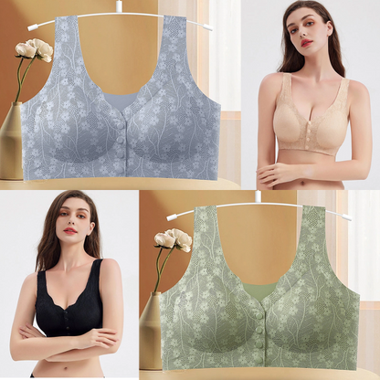 😍Compra 1 y llévate 1 gratis❤️【40-100 kg】2026 Nuevo sujetador de cierre frontal sin aros para mujer, tirantes sin costuras, push-up y antiflacidez