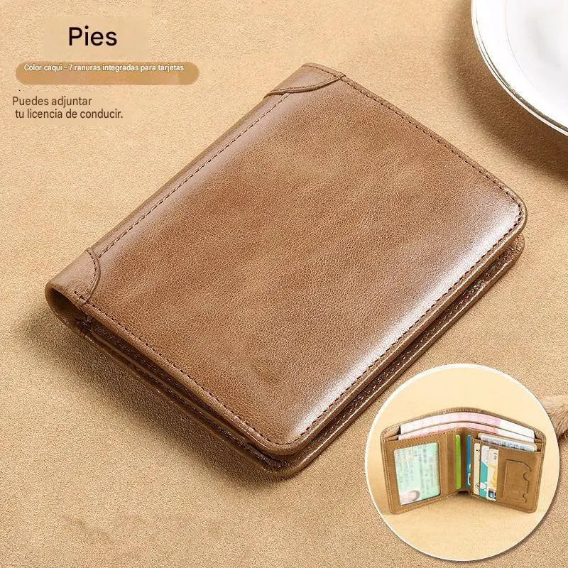 🐂✨ Nueva cartera de cuero genuino para hombre con sistema antirrobo