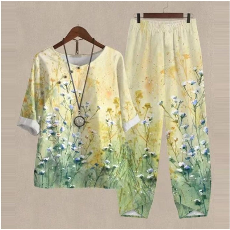 50%OFF🔥Traje de dos piezas 2026 con nuevos tops y pantalones estampados